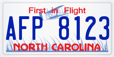 NC license plate AFP8123