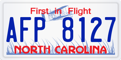NC license plate AFP8127