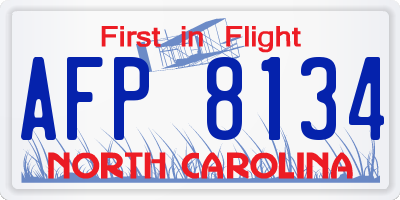 NC license plate AFP8134