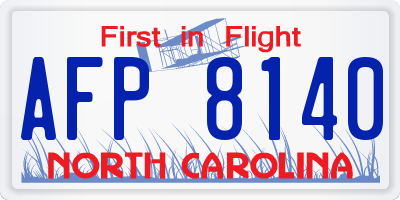 NC license plate AFP8140