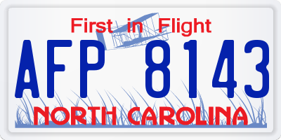 NC license plate AFP8143
