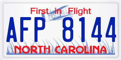 NC license plate AFP8144
