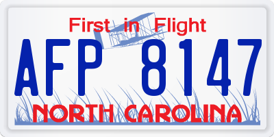 NC license plate AFP8147