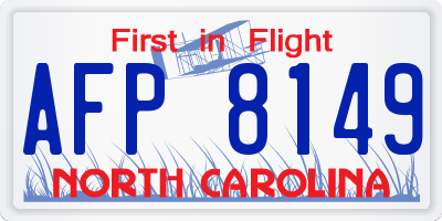 NC license plate AFP8149
