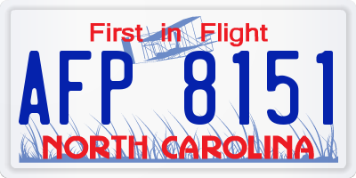 NC license plate AFP8151