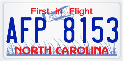 NC license plate AFP8153