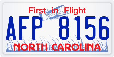 NC license plate AFP8156