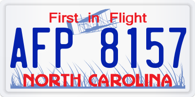 NC license plate AFP8157