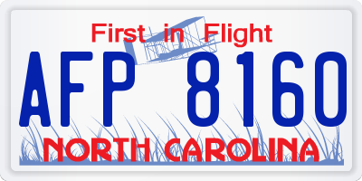 NC license plate AFP8160