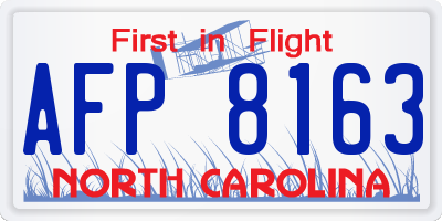 NC license plate AFP8163