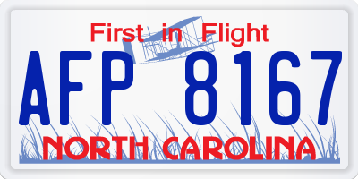 NC license plate AFP8167