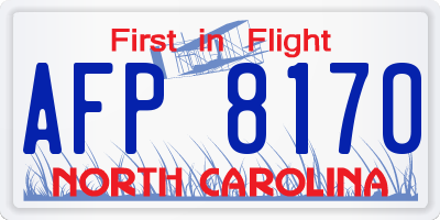 NC license plate AFP8170