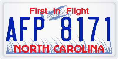 NC license plate AFP8171