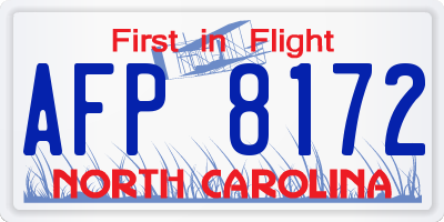 NC license plate AFP8172