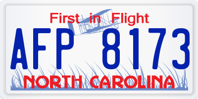 NC license plate AFP8173