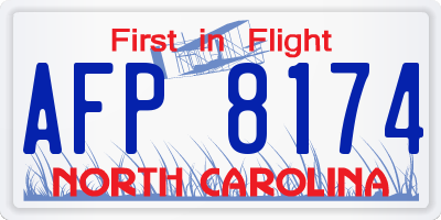 NC license plate AFP8174
