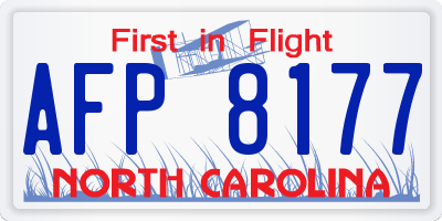 NC license plate AFP8177