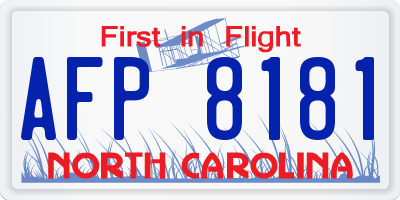 NC license plate AFP8181