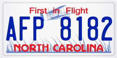 NC license plate AFP8182