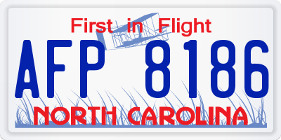 NC license plate AFP8186