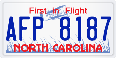 NC license plate AFP8187