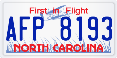 NC license plate AFP8193