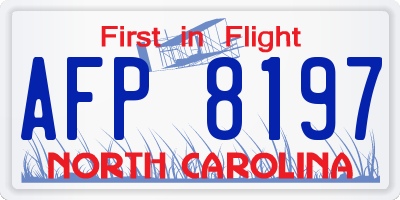 NC license plate AFP8197