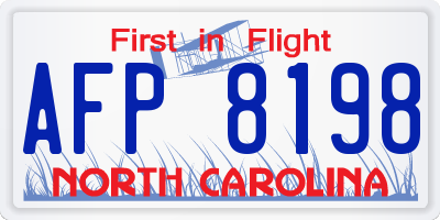 NC license plate AFP8198