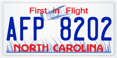 NC license plate AFP8202
