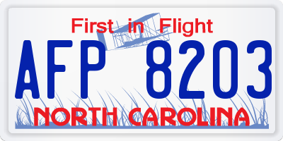 NC license plate AFP8203