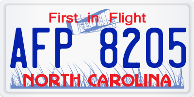 NC license plate AFP8205