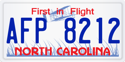 NC license plate AFP8212