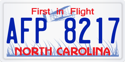 NC license plate AFP8217