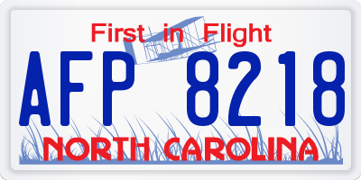 NC license plate AFP8218