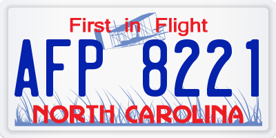 NC license plate AFP8221
