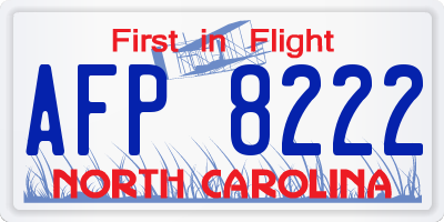 NC license plate AFP8222