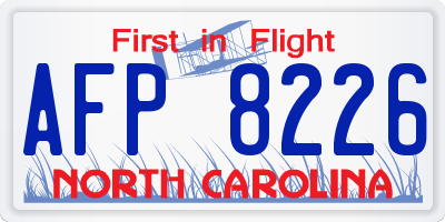 NC license plate AFP8226