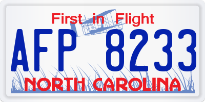 NC license plate AFP8233