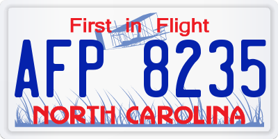 NC license plate AFP8235