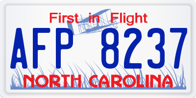 NC license plate AFP8237