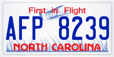 NC license plate AFP8239