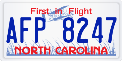 NC license plate AFP8247
