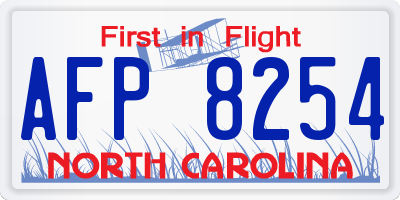 NC license plate AFP8254