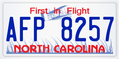 NC license plate AFP8257