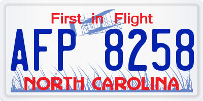 NC license plate AFP8258