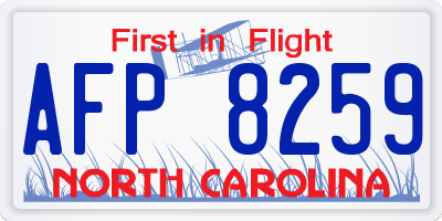 NC license plate AFP8259