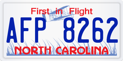 NC license plate AFP8262