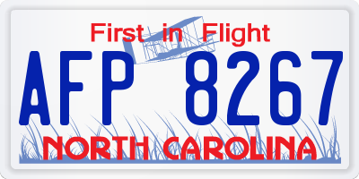 NC license plate AFP8267