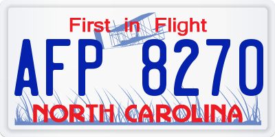 NC license plate AFP8270