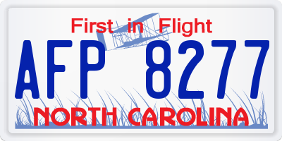 NC license plate AFP8277